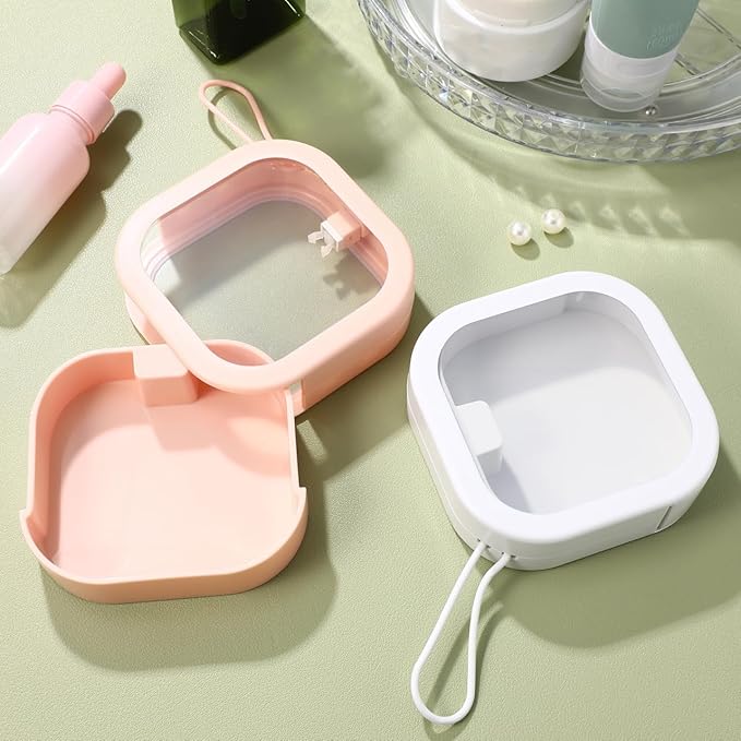 PRETYZOOM Hair Tie Storage Organizer Box with Lid Portable Small Desktop Storage for Headbands Earrings Jewelry and Denture Accessories