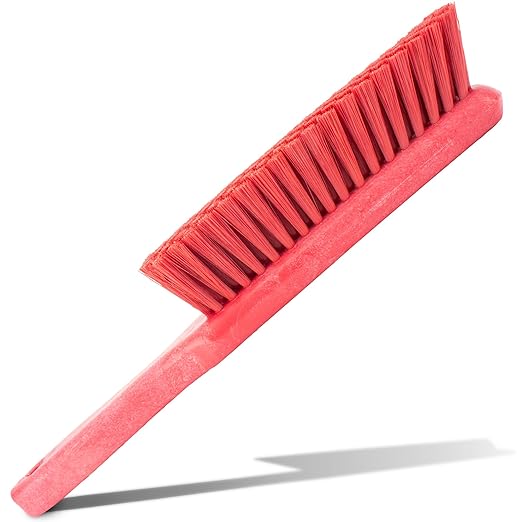 SPARTA Handheld Soft Counter Brush 8 Inch Bristle Span, Multi-Use Dust Brush with 5 Inch Handle for Tables, Countertops, and Delicate Surfaces, Polyester, Red, (Pack of 6)