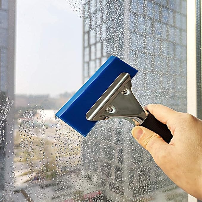 Durable Pro Stainless Steel Squeegee Anti-Slip Handle with 5" Rubber Blue Max Blade