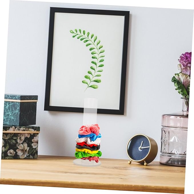 Amosfun Scrunchie Holder Stand Hair Accessories Organizer for Girls Scrunchy Display Organizer Acrylic Hair Tie Tower
