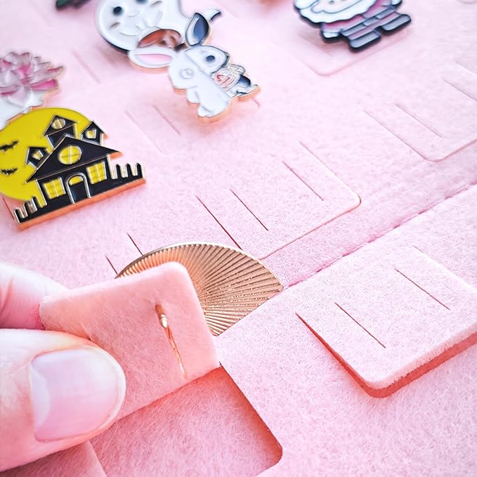 2 Pink Circle Wall Hanging Brooch Pin Organizer,Pin Collection Display Case,pin Board for Enamel pins,Holds Up to 76 Pins.(Not Include Any Accessories)