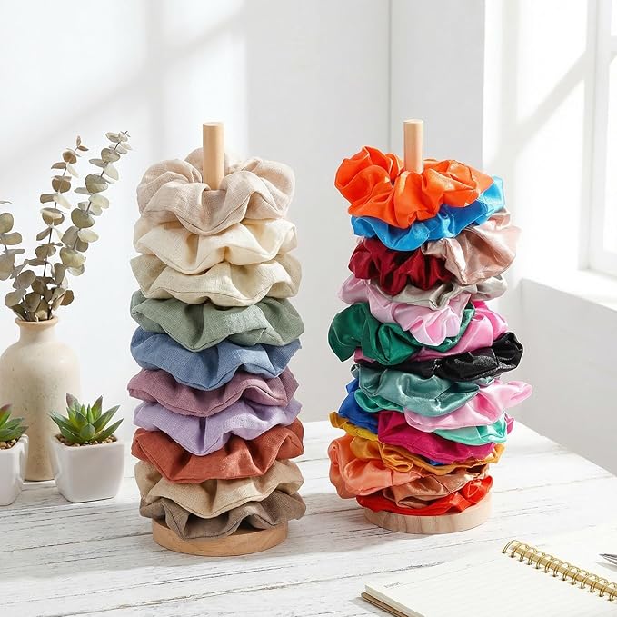 2 Pcs Scrunchie Holder Stand Hair Tie Organizer 15-20 Scrunchies Hair Accessories Organizer Storage Display Modern Vertical Hairs Tie Display for Women Girls Bedroom Decor Bathroom