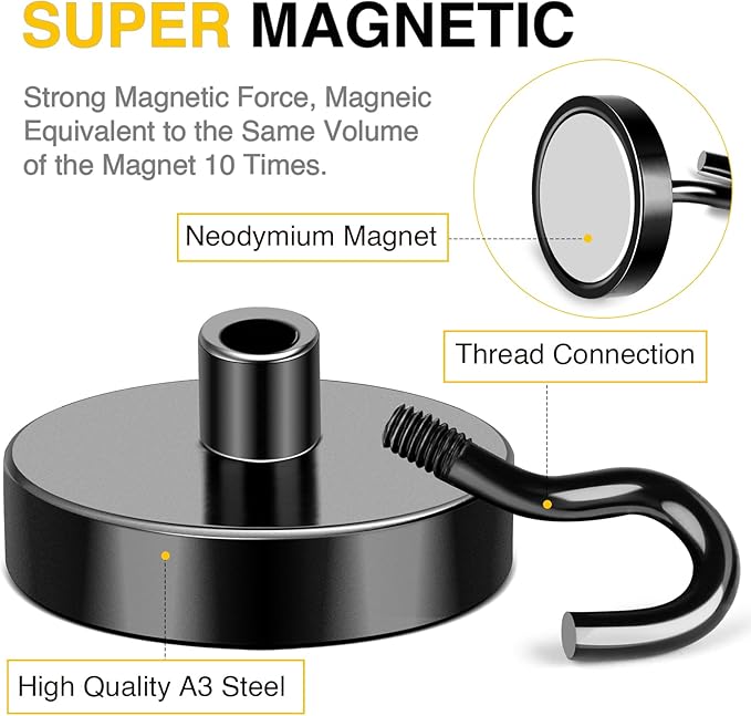 DIYMAG Magnetic Garage Hooks 10 Pack, 170lbs 2026 Cruise Cabin Ship Essentials Hook Heavy Duty Strong Magnets Fridge for Classroom Wall Mount Kitchen Grills Black