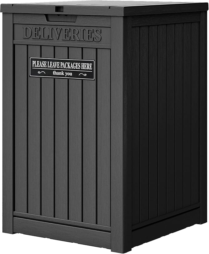 Package Delivery Box for Outside, 48 Gallon Storage with Lockable Secure, Large Double Wall Resin Outdoor Package Delivery Waterproof Deck