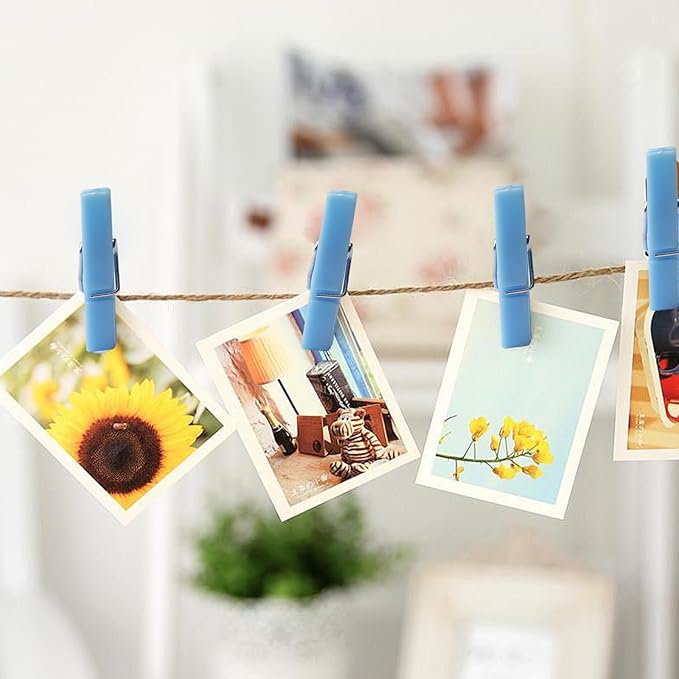 200PCS Blue Plastic Clothes Pins for Girl/Boy Baby Don't say Baby Shower Games, DIY Crafts, Photos 1.35 Inch Small Mini Pins, Tiny Clips for Laundry & Picture Displays Gender Reveal Party Decorations
