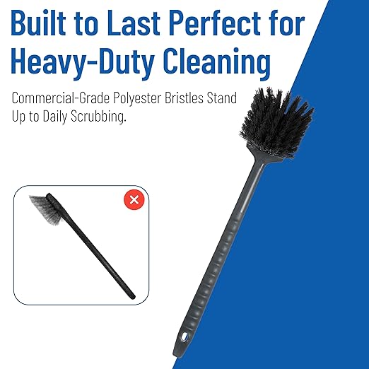 SPARTA 40501EC03 Plastic Large Scrub Brush, Kitchen Brush, Utility Brush With Long Handle For Cleaning, 20 Inches, Black, (Pack of 6)