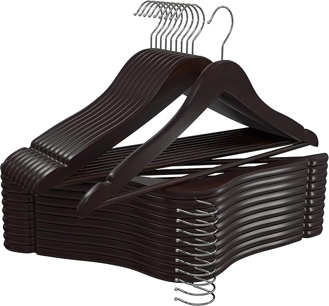 Utopia Home Premium Wooden Hangers 80 Pack - Durable & Slim Coat Hanger - Suit Hanger with 360-Degree Rotatable Hook - Wood Hangers with Shoulder Grooves (Brown Color)