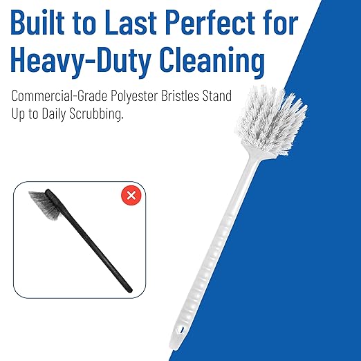 SPARTA 40501EC02 Plastic Large Scrub Brush, Kitchen Brush, Utility Brush With Long Handle For Cleaning, 20 Inches, White