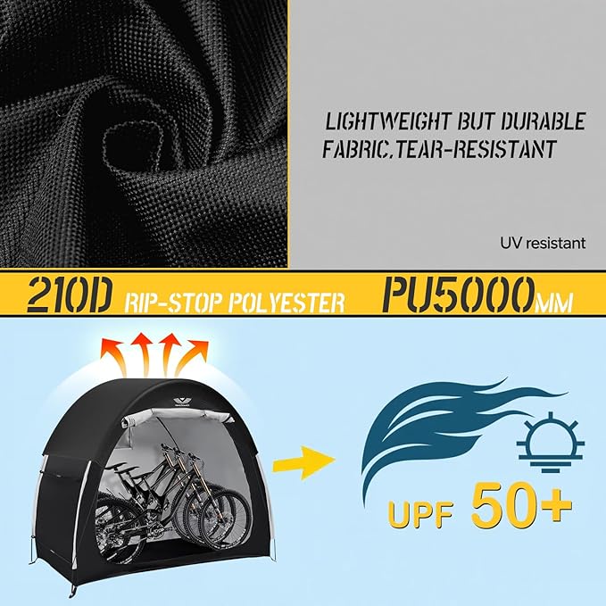 Bike Tent Outdoor Storage Shed, with Rain Cover,Waterproof Zipper,Waterproof Anti-UV 210D Oxford Fabric,Outside Bicycle Storage Shelter Fits for 2-3 Bikes,Motorcycle,Mower,Garden Tools,79"x32"x67"