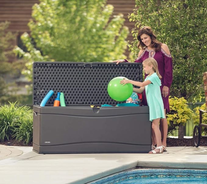 LIFETIME 60298 Heavy Duty Outdoor Storage Deck Box, 130 Gallon, Gray
