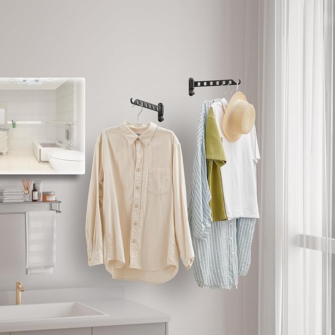 JOOM Laundry Drying Rack Wall Mounted Clothes Drying Rack Clothes Hanger Black