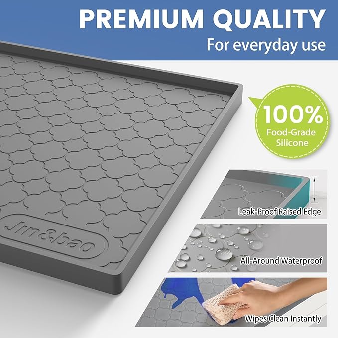 Jin&Bao Waterproof Under Sink Mat 28" x 19", Thick Silicone Mat Cabinet Protector for Kitchen and Bathroom, Shelf Liner, Home Organizer and Storage, Multipurpose Tray for Gadgets and Essentials