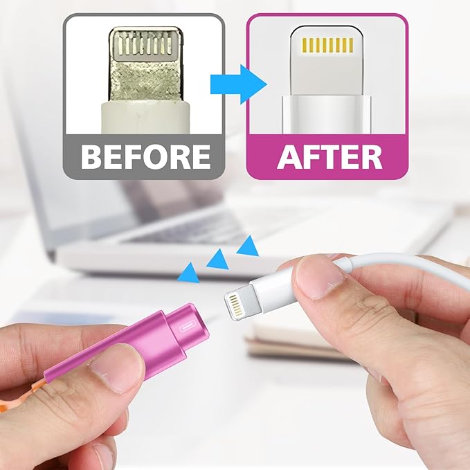 Ordilend for iPhone Cleaning Kit for Charging Port Cleaner, Multi-Tool iPhone Cleaner Repair Lightning Cable, Cell Phone Cleaning Kit for iPad, Connector, Speaker, Airpod with Storage Case, Pink