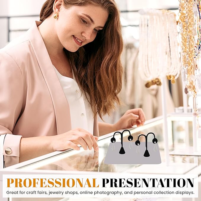 Novel Box 2 Pack Black Velvet Earrings Display Stands 3 3/4 x 4 3/4 Inches - Jewelry Stand Earring Organizer for Women - Elegant Earrings Stands for Craft Shows, Selling & Personal Use
