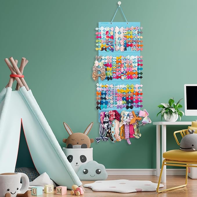 Hair Bow Holder Organizer For Girls Hanging Bow Holder For Girls Hair Accessories Storage Organizer For Headbands, Hair Clips, Hair Ties, Scrunchies (Without Hair Bows) (blue)