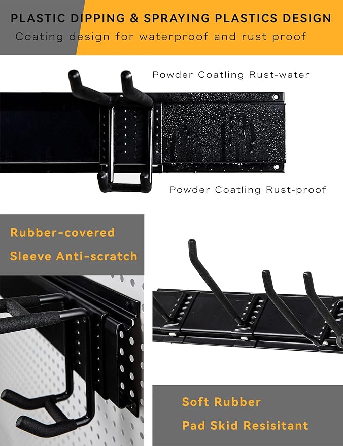 Wall Mount Garden Tool Organizer - 48 Inch Max Load 539lbs with14 PCS Adjustable Garden Tool Hanger Rack, Shovel Holder Wall Mount, Storage Hooks for Hanging in Garage