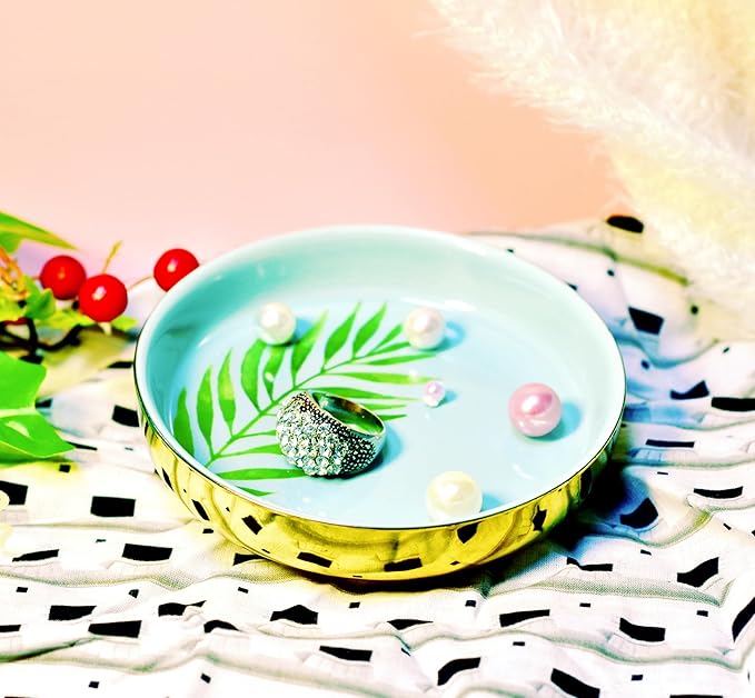 Tropical Leaf Rings Holder for Jewelry, Natural Colorful Glaze And Printed By Boutique Signature, In All Occasion To Be Prefect Gift And Use