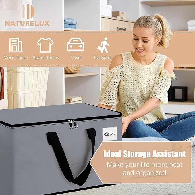 Heavy Duty Moving Bags - Extra Large Packing Bags and Storage Totes, Collapsible and Foldable Option for Moving and Storage, Multicolored, 125 L - 6 Pack