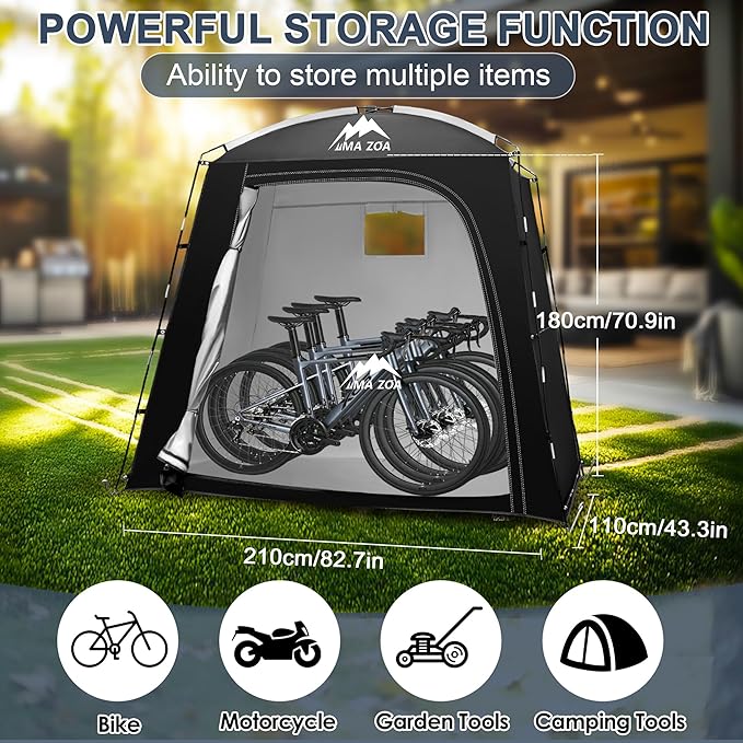 Bike Storage Tent,82*43*70 In Outdoor Portable Storage Tent,Made of 210D Oxford Cloth PU4000mm Waterproof Fabric, Storage Shed for 2-4 bike,Motorcycles,Garden Tools,Lawn Mower,Various Tools