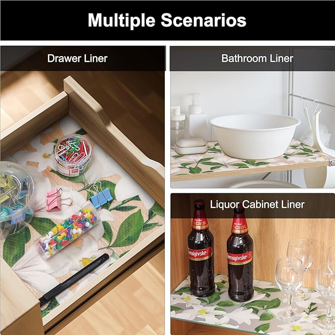 Cooyes Shelf Liner – Premium Non-Adhesive Cabinet & Drawer Liner for Kitchen – Waterproof Shelf Paper with Modern Pattern – Durable EVA Cabinet Mat – Easy to Cut （17.5" W x 197" L）