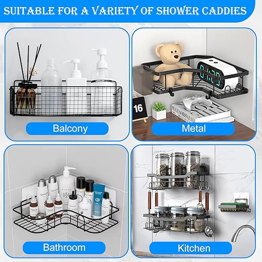 3PCS Shower Shelves Adhesive Replacement,Strong Adhesive Duty Waterproof Transparent PC Material, No Drill Needed Holds 45 lbs for Shower Shelves Bathroom Organizers Kitchen Racks