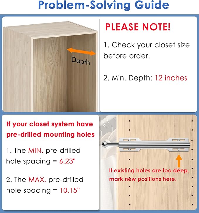 FIRJOY 12" Valet Rod for Closet Pull Out (1 Pack, Chrome)
