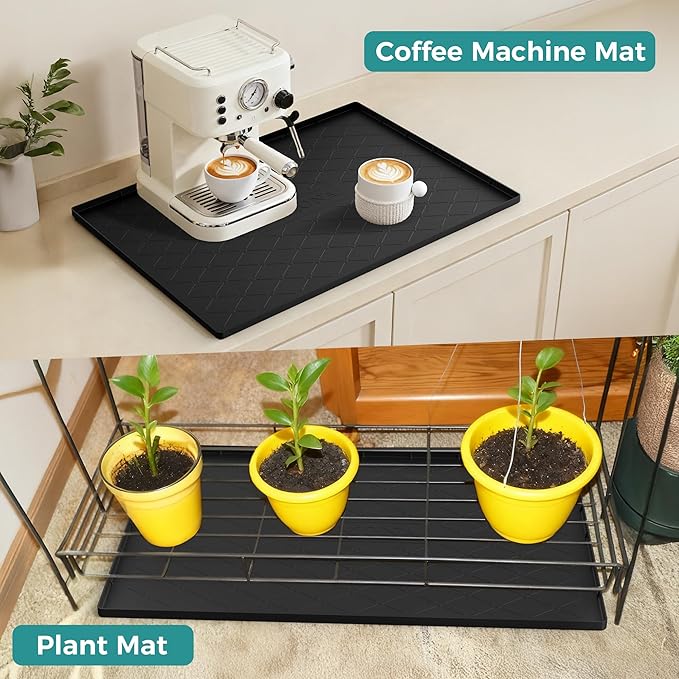 URMONA 31" x 22" Waterproof Silicone Mat in Multiple Sizes & Colors, Under Sink Mat for Kitchen & Bathroom, Pet Food Pad for Dogs & Cats, Kitchen Cabinet Liner, Multi-Purpose for Storage(Black)