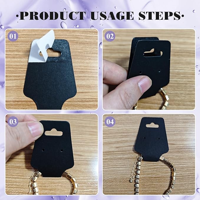 200pcs Jewelry Display Cards with Adhesive,1.7*4.7inch Necklace Display Cards with 200pcs Packaging Bags Jewelry Holder Cards Hanging for Earring Hair Band Keychain Scrunchies (300pcsBlack)