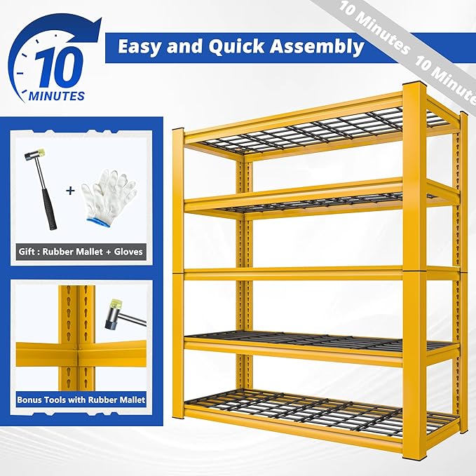 REIBII 72''H Garage Shelving 3010 LBS Storage Shelves Adjustable Metal Shelving 5 Tier Metal Shelves for Storage Industrial Shelf for Kitchen Pantry Warehouse Basement 72" HX35.5 WX16 D, 3 Pack