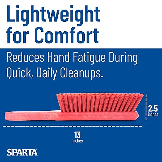 SPARTA Handheld Soft Counter Brush 8 Inch Bristle Span, Multi-Use Dust Brush with 5 Inch Handle for Tables, Countertops, and Delicate Surfaces, Polyester, Red
