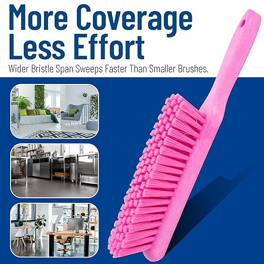 SPARTA Handheld Soft Counter Brush 8 Inch Bristle Span, Multi-Use Dust Brush with 5 Inch Handle for Tables, Countertops, and Delicate Surfaces, Polyester, Pink, (Pack of 6)