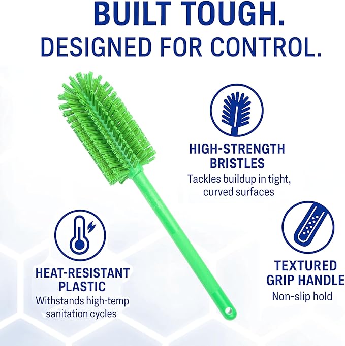 SPARTA Scrub Brush Bottle Brush, Dishwasher Safe Brush with Hanging Hole for Cleaning, Plastic, 16 Inches, Lime, (Pack of 4)