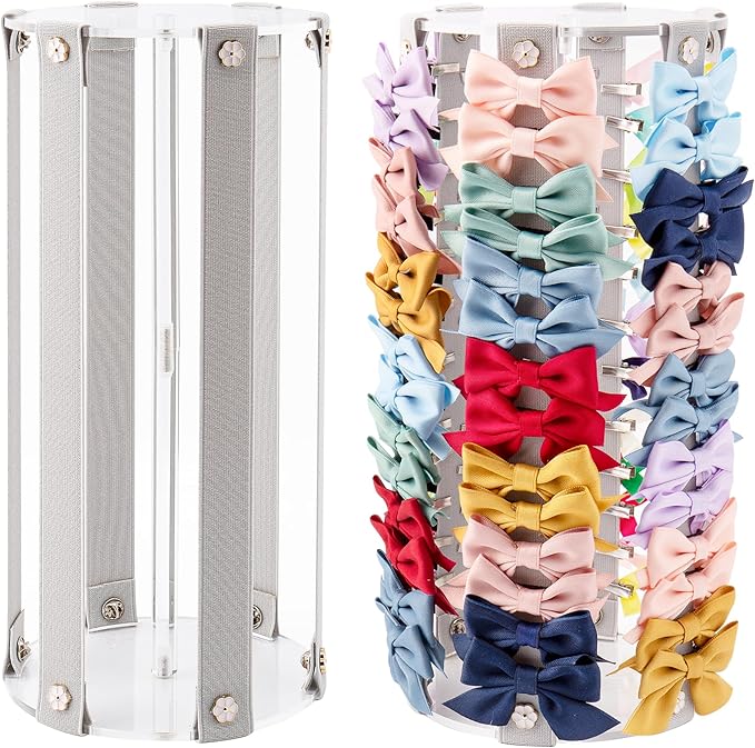 Bow Organizer for Girls - Large Capacity Hair Clip Organizer(Gray)