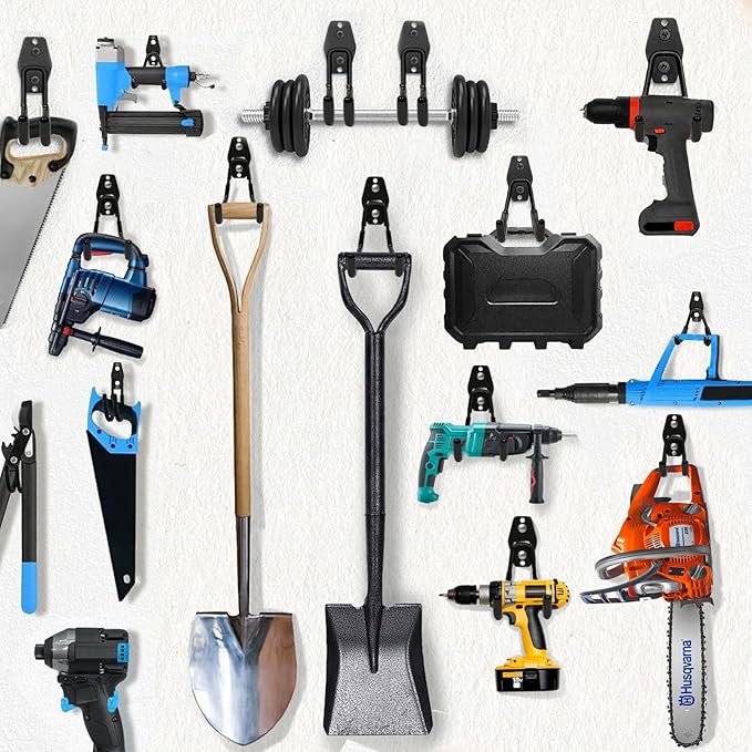 Garage Hooks Heavy Duty, 12 Pack Anti-Slip Coating Garage Wall Storage Hooks for Hanging Bike, Ladder, Garden Tools