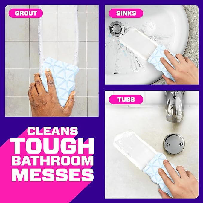 Mr. Clean Magic Eraser Sponge, Bathroom, Shower, Tub Cleaner, Soap Scum Remover, Bathroom Cleaning Supplies, Dawn Cleaning Power with Lavender Scent, Shower & Tub, 8ct