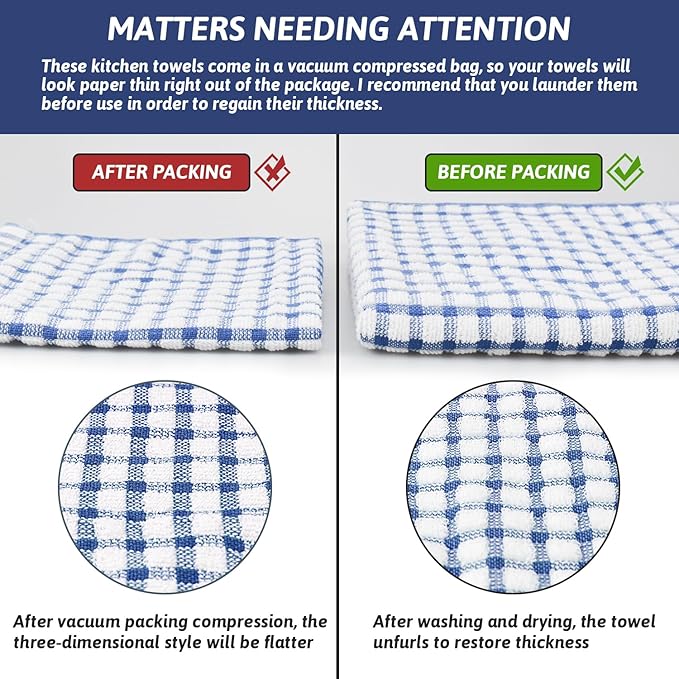 Nialnant 12 Pack Kitchen Dish Cloths,100% Cotton Kitchen Towels Soft Absorbent Quick Drying Dish Rags for Kitchen,Washing Dishes,Cleaning rags-11 x 11In