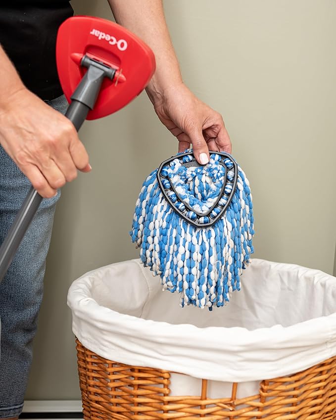 O-Cedar RinseClean Spin Mop & Bucket System + 2 Extra Mop Heads| Clean with Water | Removes 99% of Bacteria