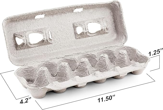 MT Products Blank Natural Pulp Egg Cartons 1 Dozen 11.50" x 4.2" x 1.25" - Perfect for Chicken Farm (Pack of 15) - Made in the USA