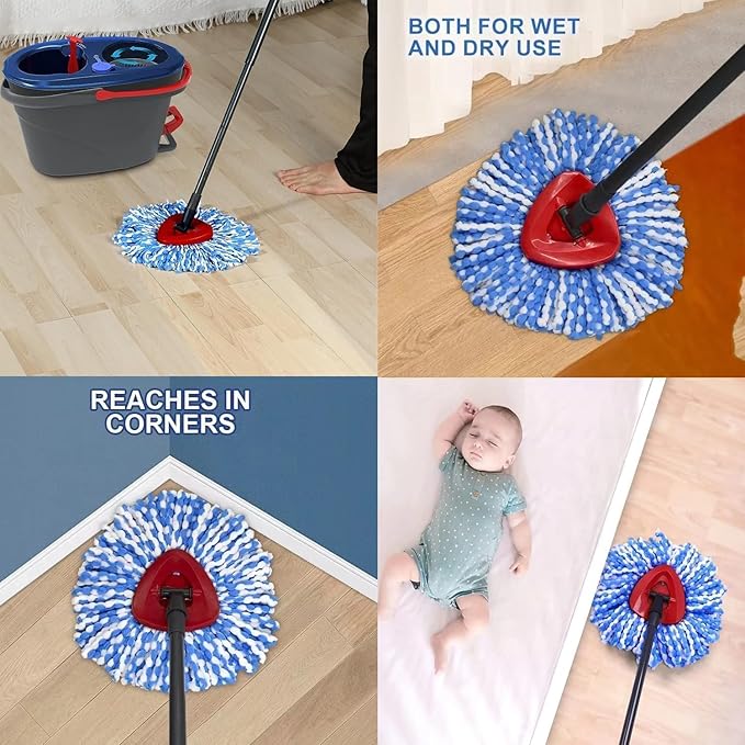 12 Pack Spin Mop Replacement Heads Compatible with Ocedar RinseClean 2 Tank System,Microfiber Mop Refill Heads for O Cedar Cleaning All Hard-surfaced Floor