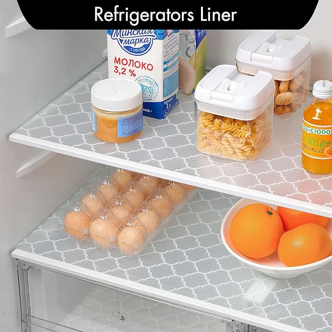 Cooyes Shelf Liner for Kitchen Cabinets – Non-Adhesive Waterproof Drawer Liner – Durable EVA Material Easy-to-Cut Shelf Paper for Refrigerator, Cupboard, Dresser with Modern Pattern (17.7"W x 78.7"L)