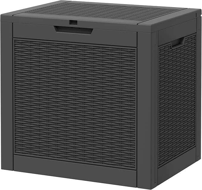 NUNU LAB 31 Gallon Outdoor Storage Box Waterproof, Outside Package Delivery Deck Boxes with Lockable Lid, Backyard Storage Bin For Garden Tools, Patio Cushions Accessories, Black