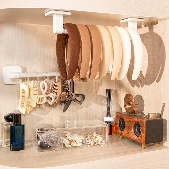 2PC Hanging Claw Clip Organizer Holder, Headband Organizer, Hair Hoop Organizer, Headband Storage Holder for Women and Girls