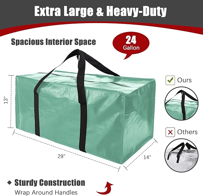 8 Pack Extra Large Moving Bags with Zippers & Carrying Handles, Heavy-Duty Storage Tote for Space Saving Moving Storage, Fold Flat, Alternative to Box and Bin,Teal