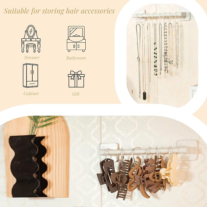 2PC Hanging Claw Clip Organizer Holder, Headband Organizer, Hair Hoop Organizer, Headband Storage Holder for Women and Girls