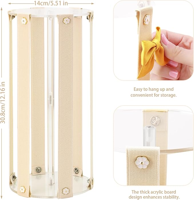 Bow Organizer for Girls - Large Capacity Hair Clip Organizer (Beige)