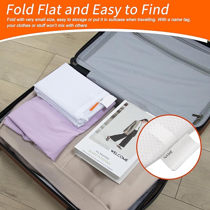 Polecasa Extra Heavy Duty Large Diamond Mesh Laundry Bags with Drawstring Closure & ID Tag, 24 x 36 inches Washable Storage Bag for College, Travel, Sports, Dorms, White (Pack of 2)
