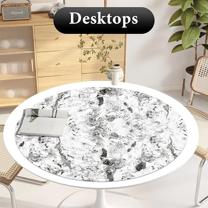Drawer and Shelf Liner for Kitchen Cabinet: 12 in X 20 Ft Non Slip Waterproof Shelf Paper Non Adhesive Refrigerator Liners Grey and White Marble Easy Liners for Bathroom with Knife Tape Measure