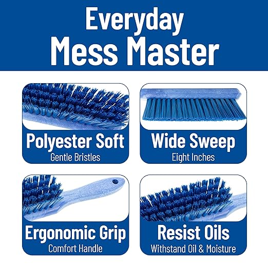 SPARTA Handheld Soft Counter Brush 8 Inch Bristle Span, Multi-Use Dust Brush with 5 Inch Handle for Tables, Countertops, and Delicate Surfaces, Polyester, Blue, (Pack of 6)