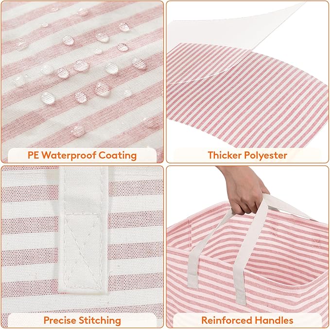 Lifewit 2 Pack Laundry Hamper Large Collapsible Laundry Baskets, Freestanding Waterproof Clothes Hamper with Easy Carry Handles in Laundry Room Bedroom Bathroom College Dorm, Grey&Pink, 2 x 80L