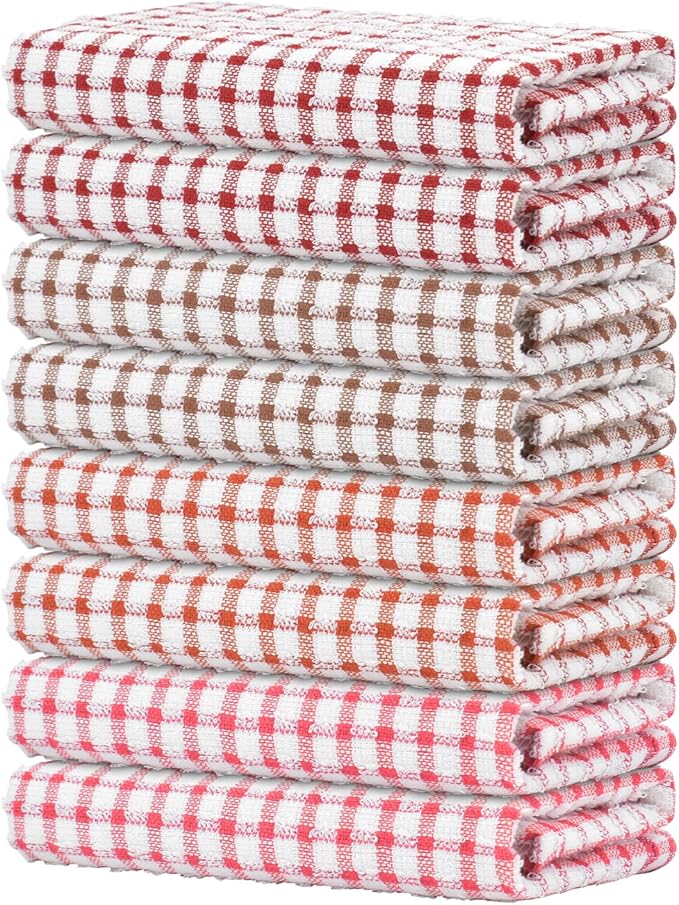 Nialnant 8 Pack Kitchen Towels, Dish Towels for Kitchen, 100% Cotton Dish Cloths for Washing Dishes, Quick Drying Reusable Cleaning Rag - 25 x 16 in